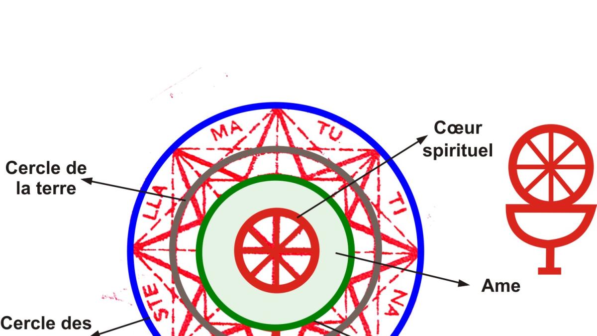 Représentation de la composition de l'être humain sur le cachet de SMC